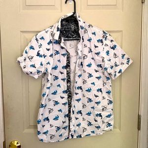 Medium blue shark button down shirt